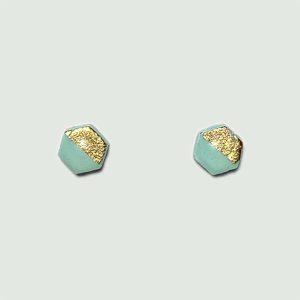 Small Hexagonal Gold Leaf Earrings